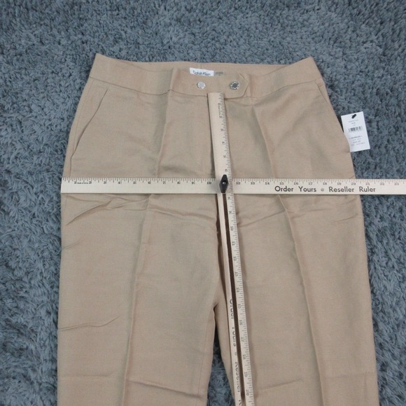 Calvin Klein Pants Womens 12 Beige Linen Blend Cropped Dress Ankle 33x25 NWT - Picture 4 of 15
